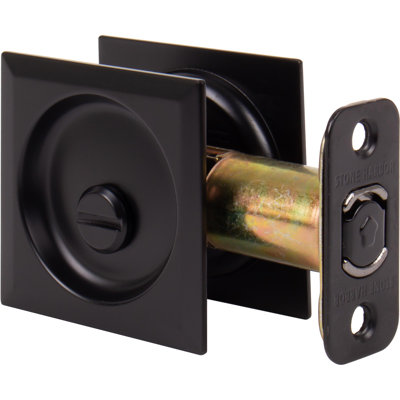 Contemporary Square Pocket Door Lock, Privacy (Bed/Bath) Latch, 2-3/8" Backset, RCL, By Stone Harbor Hardware