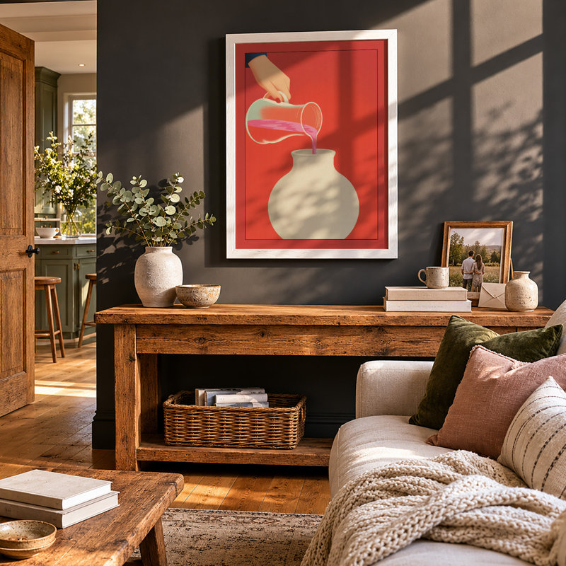 Pouring Into Cream Modern - Framed Print, A1 - 84.1 x 59.4 cm, White