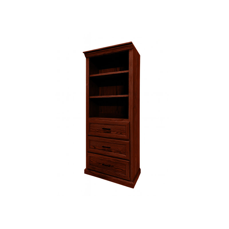 Bibliothèque moderne en bois massif de chêne avec rangement, Concord Cherry