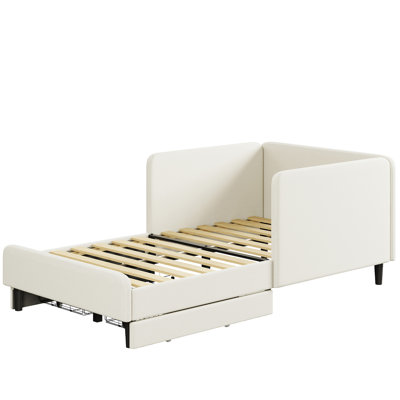 Twin Daybed with Headboard, Corner Bed Frame with Bed Rails and Storage Drawers, Solid Support, for Bedroom Guest Room