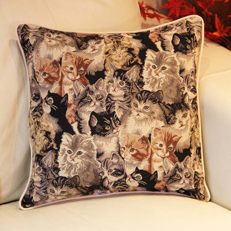 Cat Design Polyester Cotton Euro Pillowcase