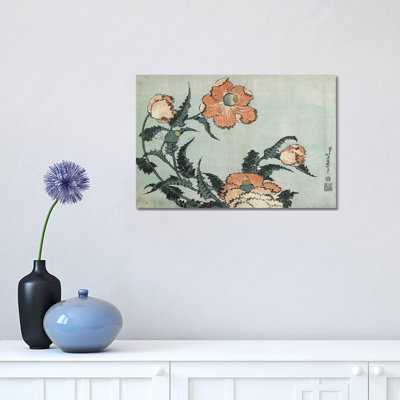 Poppies, C by Katsushika Hokusai - Wrapped Canvas Print
