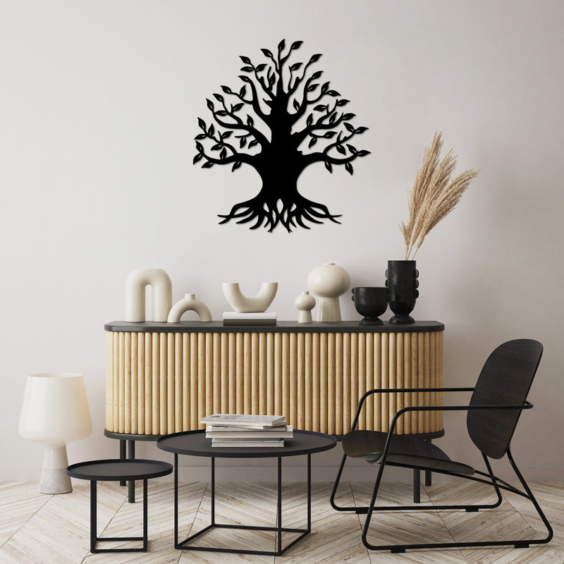 Stylish Black Decorative Metal Wall Accessory, 27.6 x 29.9 inches | 100% Metal Construction, Thickness: 0.06 inches | Easy Wall Mount Design, Perfect for Living Room or Office Decor, Durable and Elegant