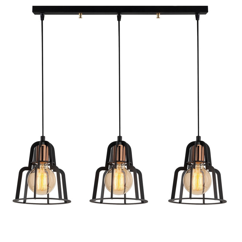 Luminaire suspendu géométrique à 3 lumières pour îlot de cuisine Darwen