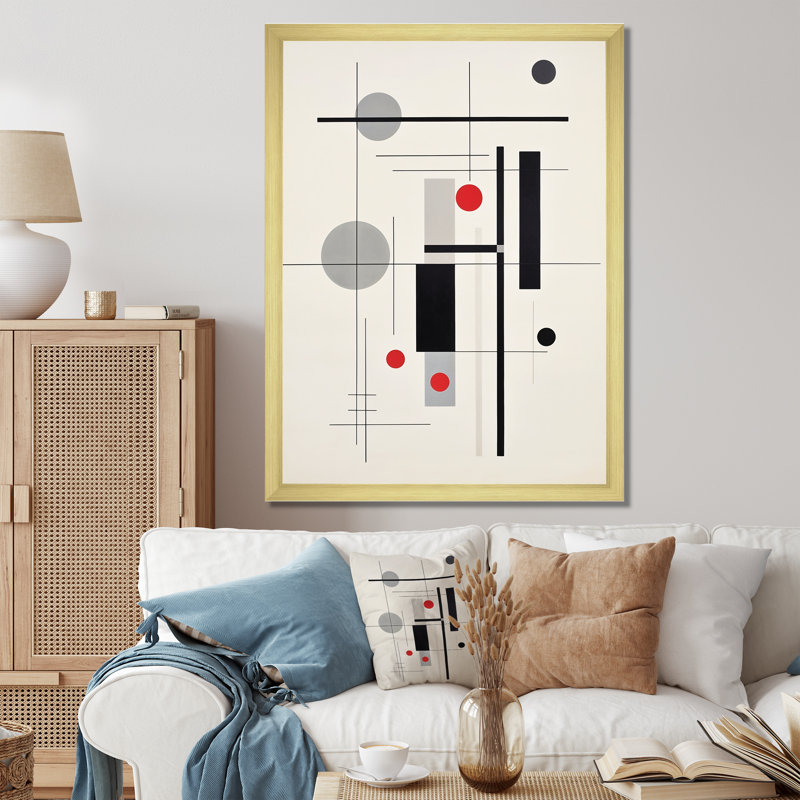 «Jaiyana Beige Minimalistic Symmetry» sur impression sur toile, Encadrement doré, H 32 po x l 16 po x P 1 po