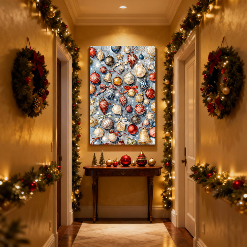 «Christmas Christmas Ornaments», ensemble de 3 reproductions d'art sur toile, H 18 po x l 12 po