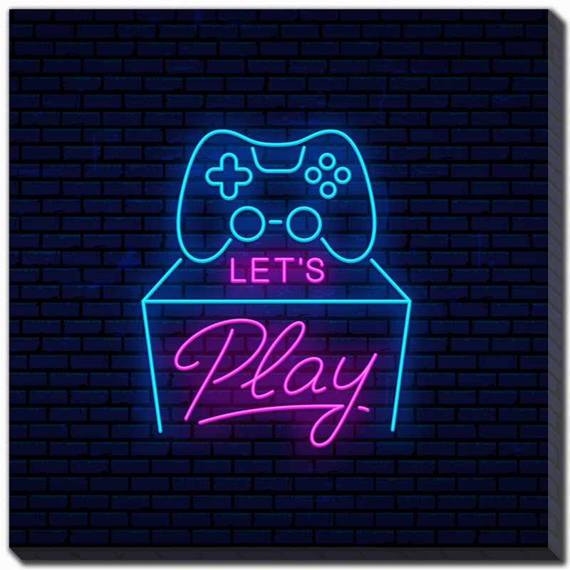 Art mural sur toile Neon Gaming 3, H 24 po x l 24 po