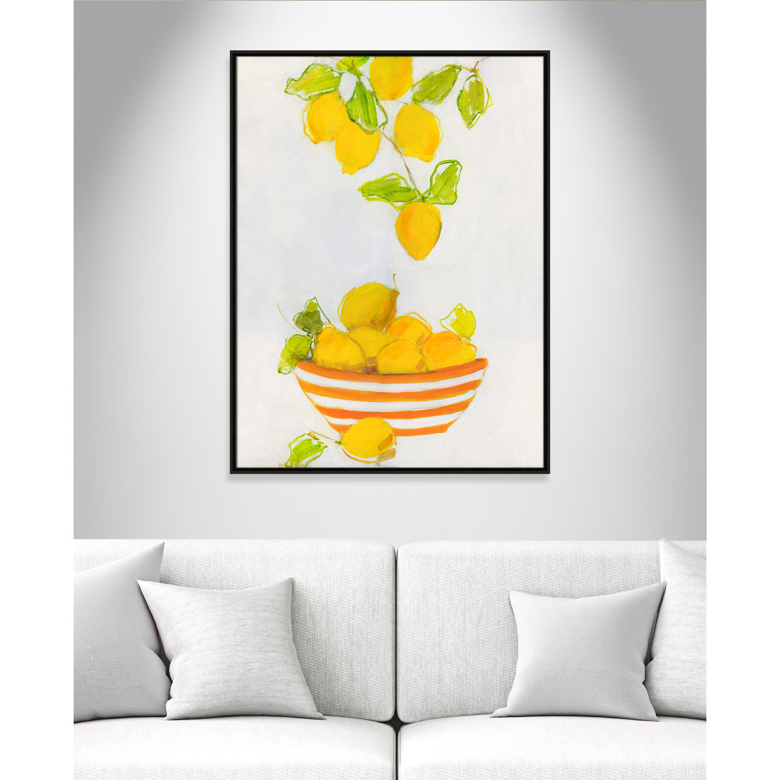 Darcy "Lemonlicious" Painting by Sally Swatland, 41.5" H x 31.5" W x 2" D, Espresso Framed Canvas