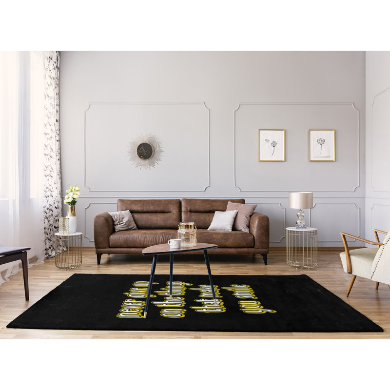 Tapis en polyester perseverance quote tableau noir style joy, Rectangle 5 pi x 7 pi