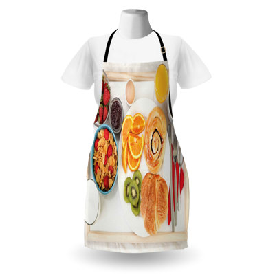 East Urban Home Breakfast Theme Apron Unisex Delicious Foods Adult Size Multicolor
