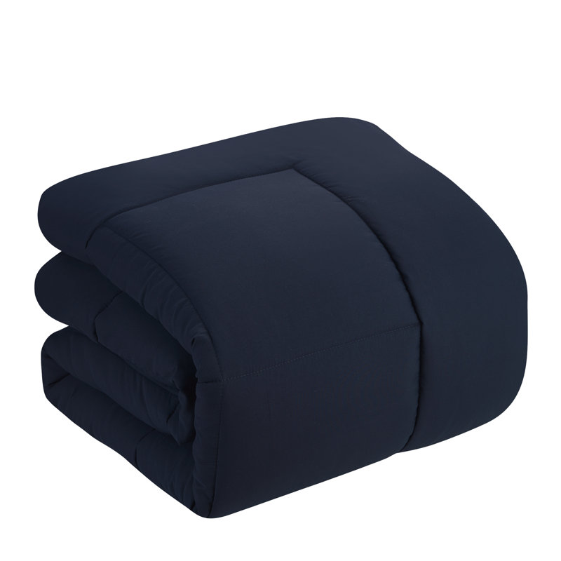 Édredon réversible uni et réversible en duvet synthétique toutes saisons, Double / édredon double, Bleu marine