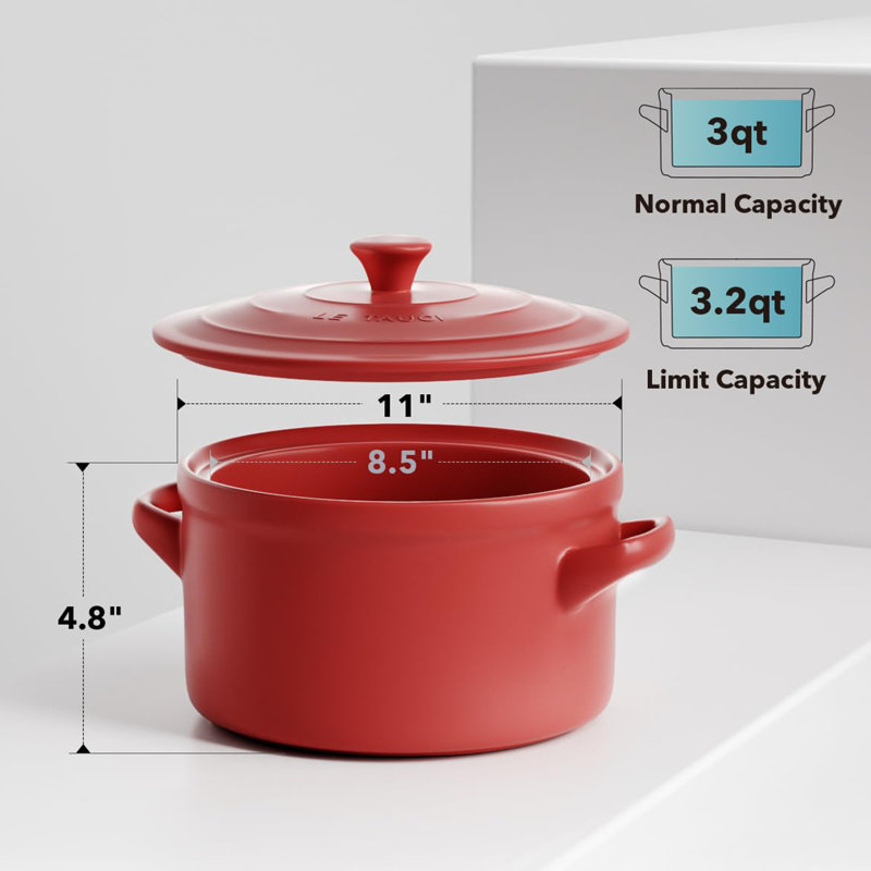 3 Quart Dutch Oven Pot, Chili Red