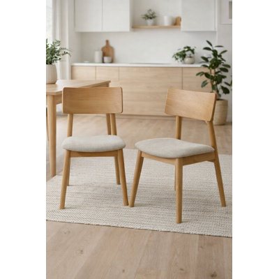 Solaria Mid-Century Modern Solid Oak Dining Chair — Curved Back & Cushioned Seat
