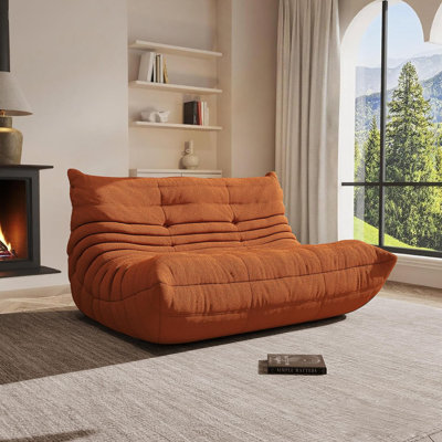 Fauteuil à billes pour adultes Fauteuil à billes géant ， 2 places avec chauffeuse en mousse à mémoire de forme, canapé paresseux pour salon, chambre à coucher, bureau, sans assemblage requis. (Orange)