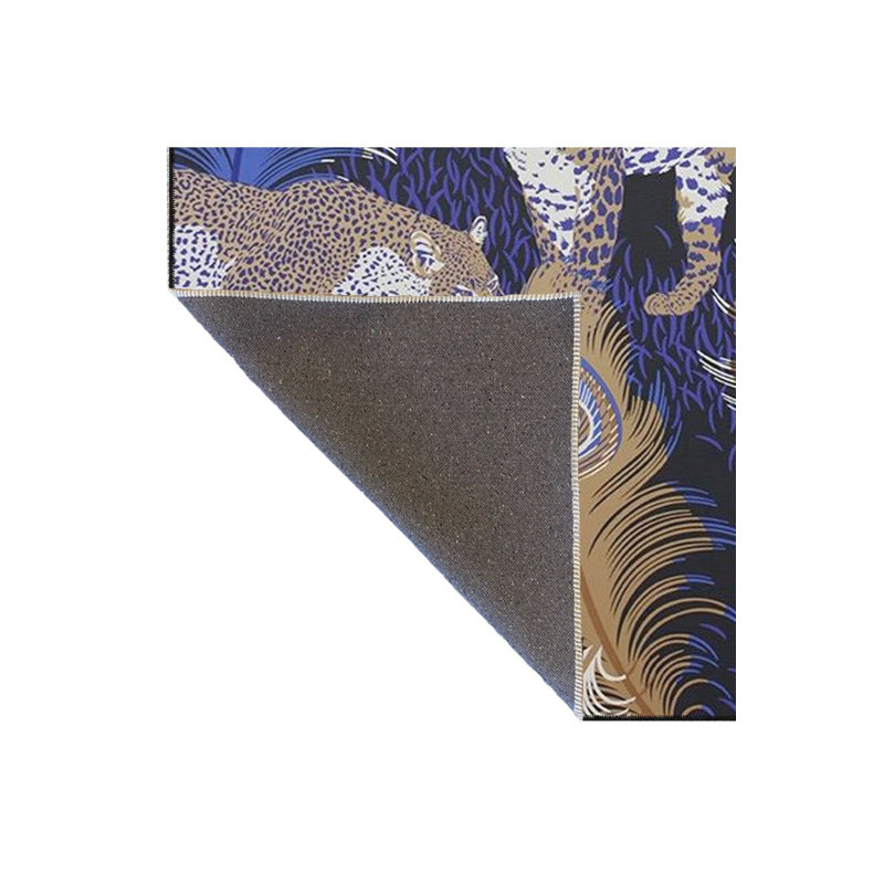 Colorful Feather Patterned Decorative Machine Washable Rug, Square 3'3" Rug Pad Included