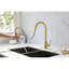 Robinet de cuisine rétractable en acier inoxydable doré - Buse haute pivotante à 360 °, poignée simple pour un ajustement facile de la température et du débit de l'eau Profondeur, 10,28 largeur, 8,81-1351024366