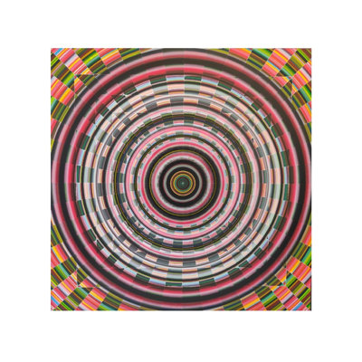 Circle of Horizon Acrylic Painting by Ghanshyam Gupta – 48" x 48" Abstract Vibrant Geometry Canvas Art for Contemporary Home Decor