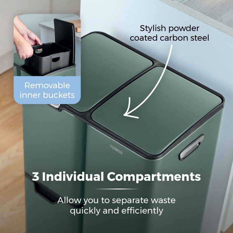 60 Litre Step On Recycling Bin, Green