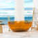 Marfa 63'' x 37'' Oval Wave Semi Transparent Resin Freestanding Soaking Bathtub