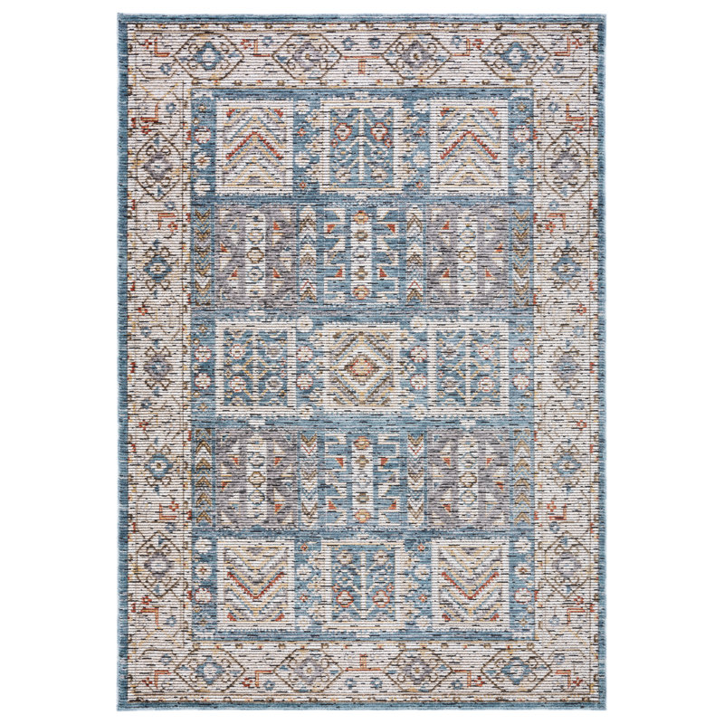 Sierra Ivory and Blue Hand-Knotted Area Rug