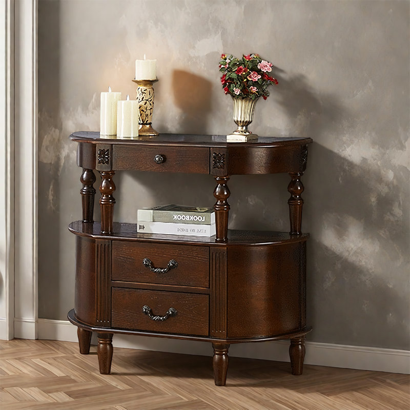 Commode d'appoint Classic, H 32,7 po x l 35,4 po x P 11,8 po, Noir noyer