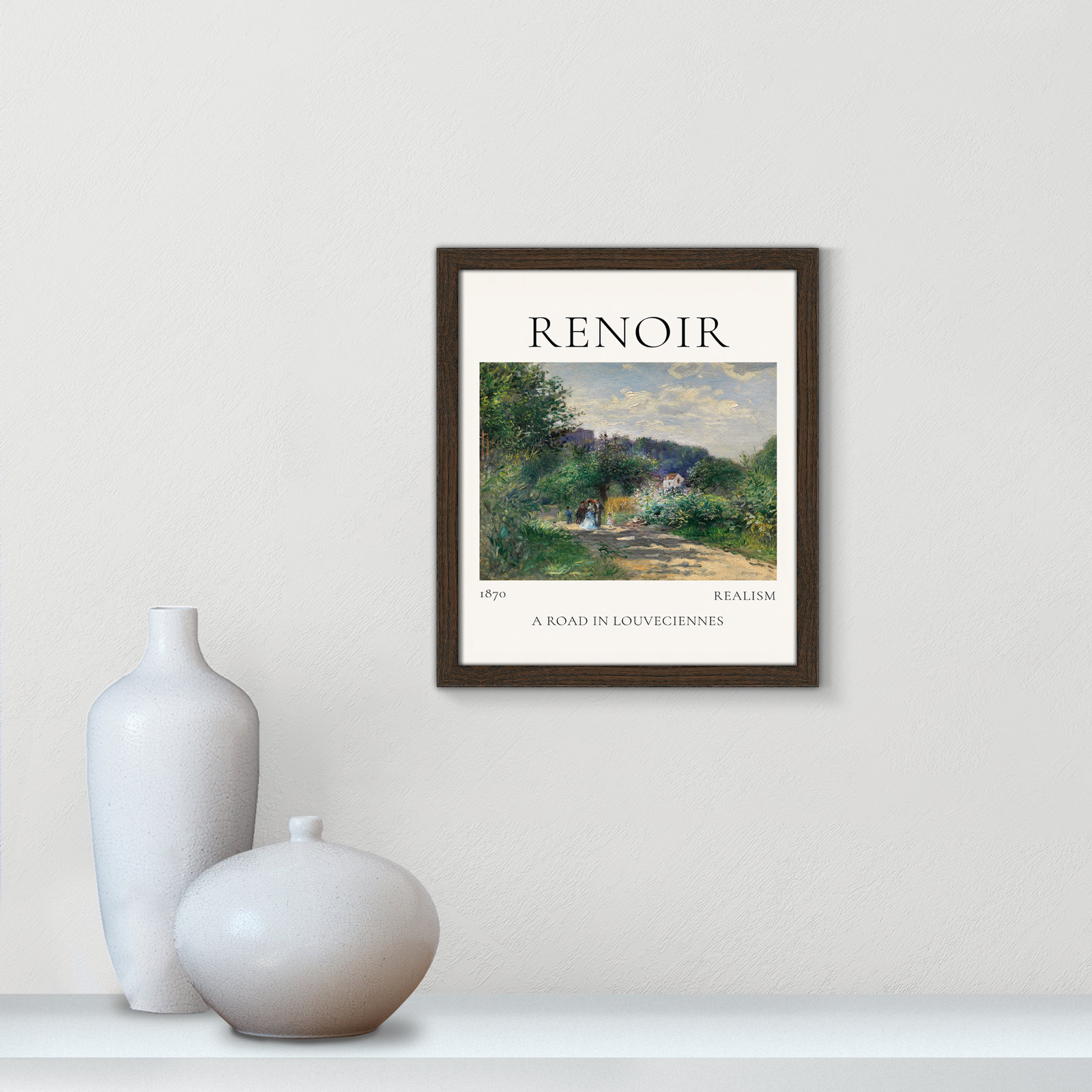 Rocchetto "A Road in Louveciennes" Print, Walnut Single Picture Frame, No, 15" H x 13" W x 0.75" D