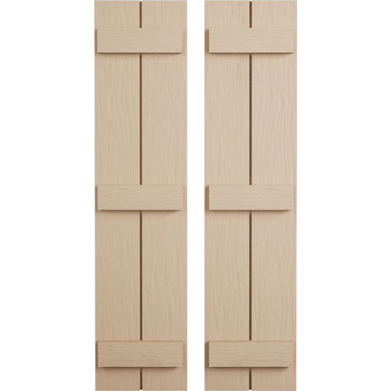 Volets rustiques à deux planches en simili-bois (par paire), Texture sciée brute / brun clair apprêté, 11"