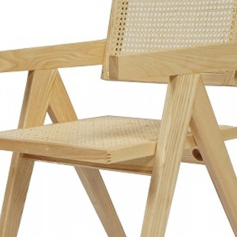 Chaise avec accoudoirs en bois naturel, Naturel