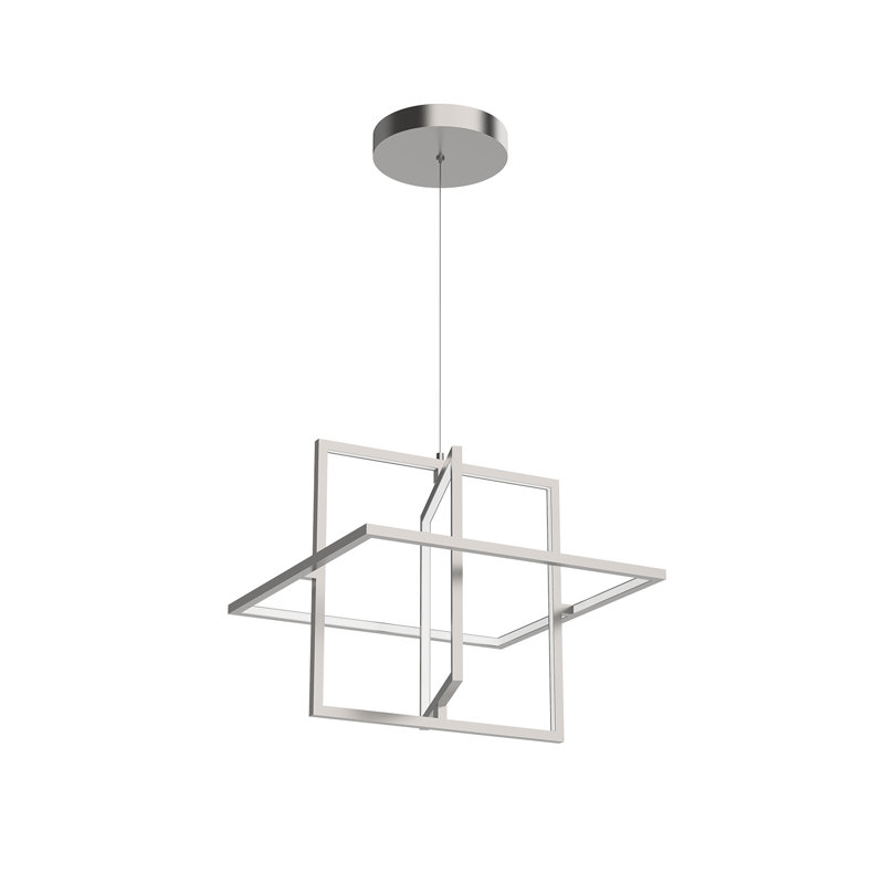 Mondrian 3 - Light LED Pendant, Brushed Nickel, 17" H x 19.375" W x 19.375" D