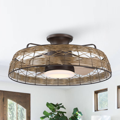 27" Taunya 5 - Blade Caged Ceiling Fan with LED Lights and Remote Control