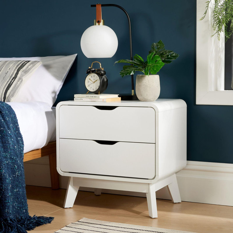 Mosra 2 Drawer Bedside Table Storage Unit, White