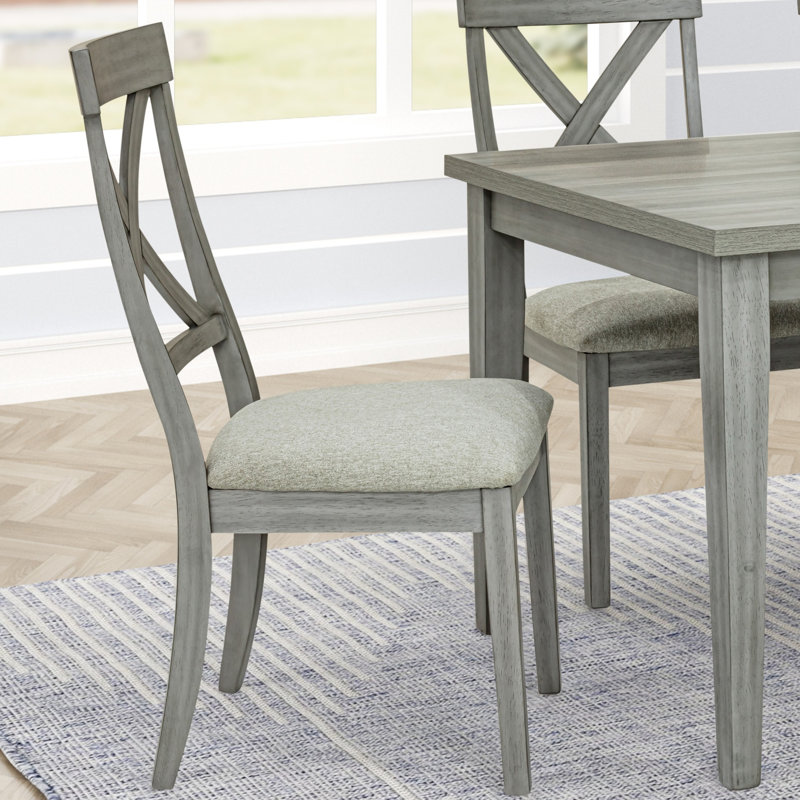 Chaises de salle à manger rembourrées modernes avec sièges rembourrés et dossier à lattes, ensemble de 2