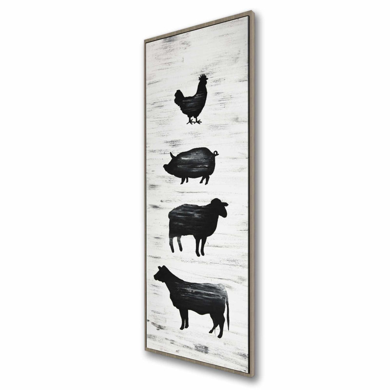 Toile encadrée pour animaux de ferme | Décoration intérieure, H 61,25 po x l 21,25 po