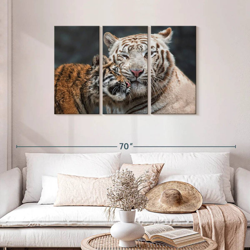 Brampt White Tiger And Kitten, 28" H x 45" W