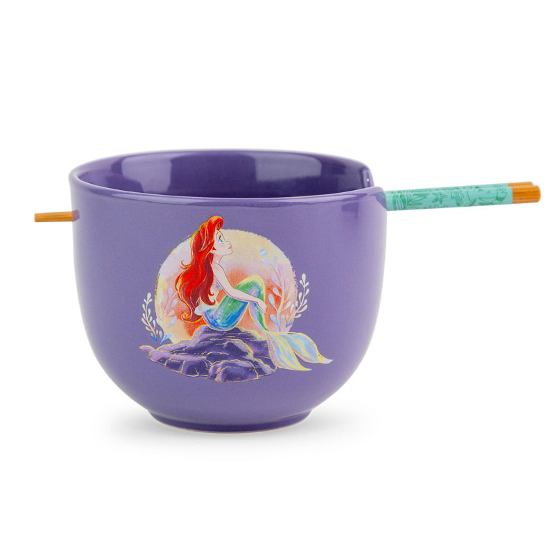 Ensemble bol et baguettes en céramique 20 onces Ariel Disney The Little Mermaid
