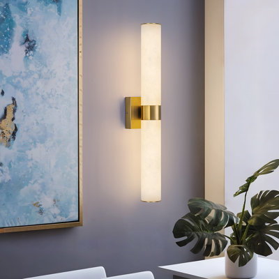 24" Alabaster Dimmable Led Cylindrical Wall Sconce