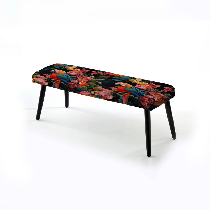 Parrot Palette - motif tropical - banc rembourré noir Tropical