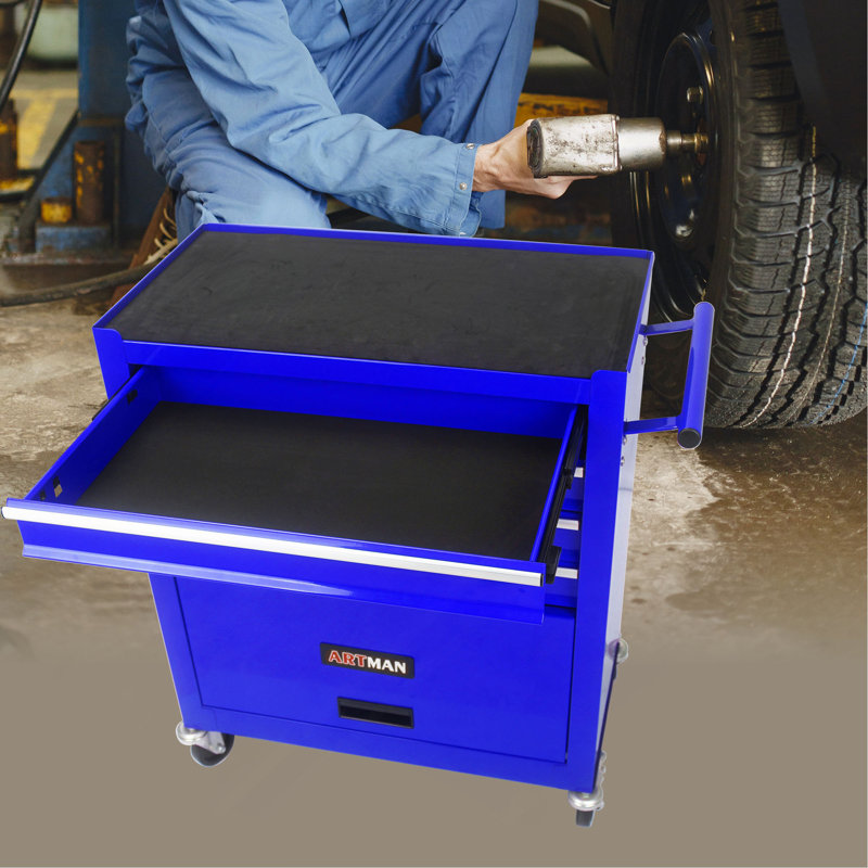 Chariot à outils multifonctionnel avec 4 roulettes, Bleu