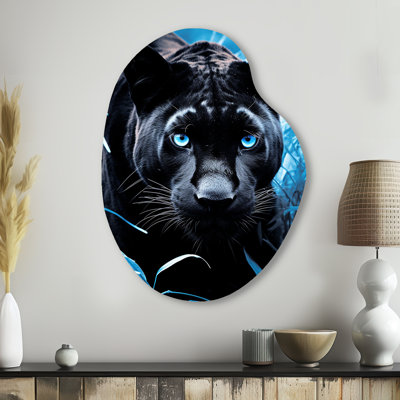 «Black Blue Panther Hidden Observer Infrared - Unique Shape Panther», reproduction d'art murale en métal Freeform