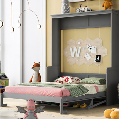 Queen Bed With Gray Multipurpose Shelf - Bedroom Multi-Purpose Size Ravishing Option Robust & Space