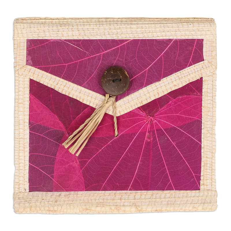 Cahier en fibre naturelle Novica Handmade My Green Journey, Rose