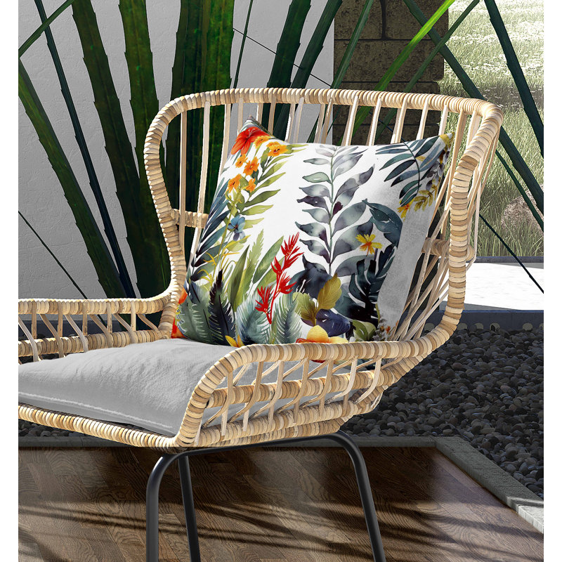 Coussin intérieur / extérieur Rainforest Dream, Bleu / Vert / Jaune, Square 26"