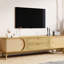 Meuble télé pour téléviseurs de 75 pouces : pieds en bois massif, support de rangement fonctionnel, espace polyvalent