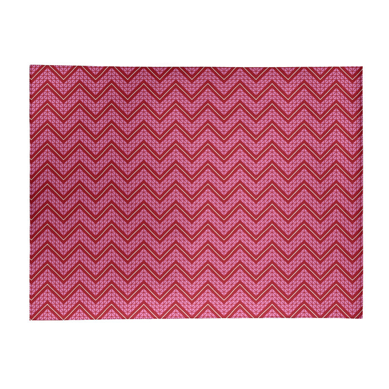 Tapis rose/rouge à chevrons fait main, Rectangle 9 pi x 12 pi