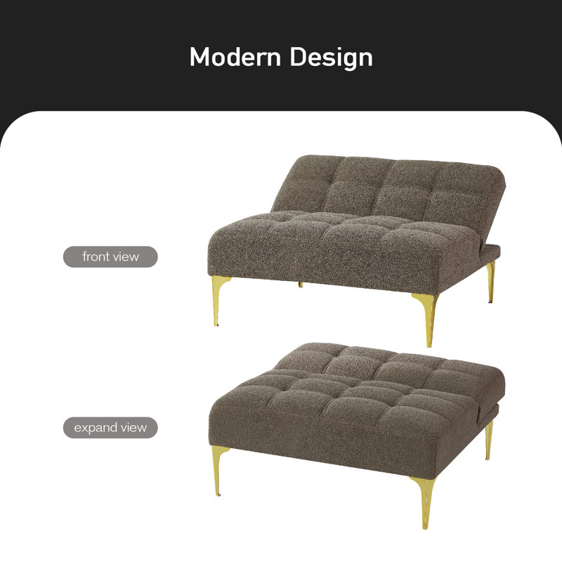 Nunciata 35.5'' Upholstered Convertible Sofa, Taupe Wool