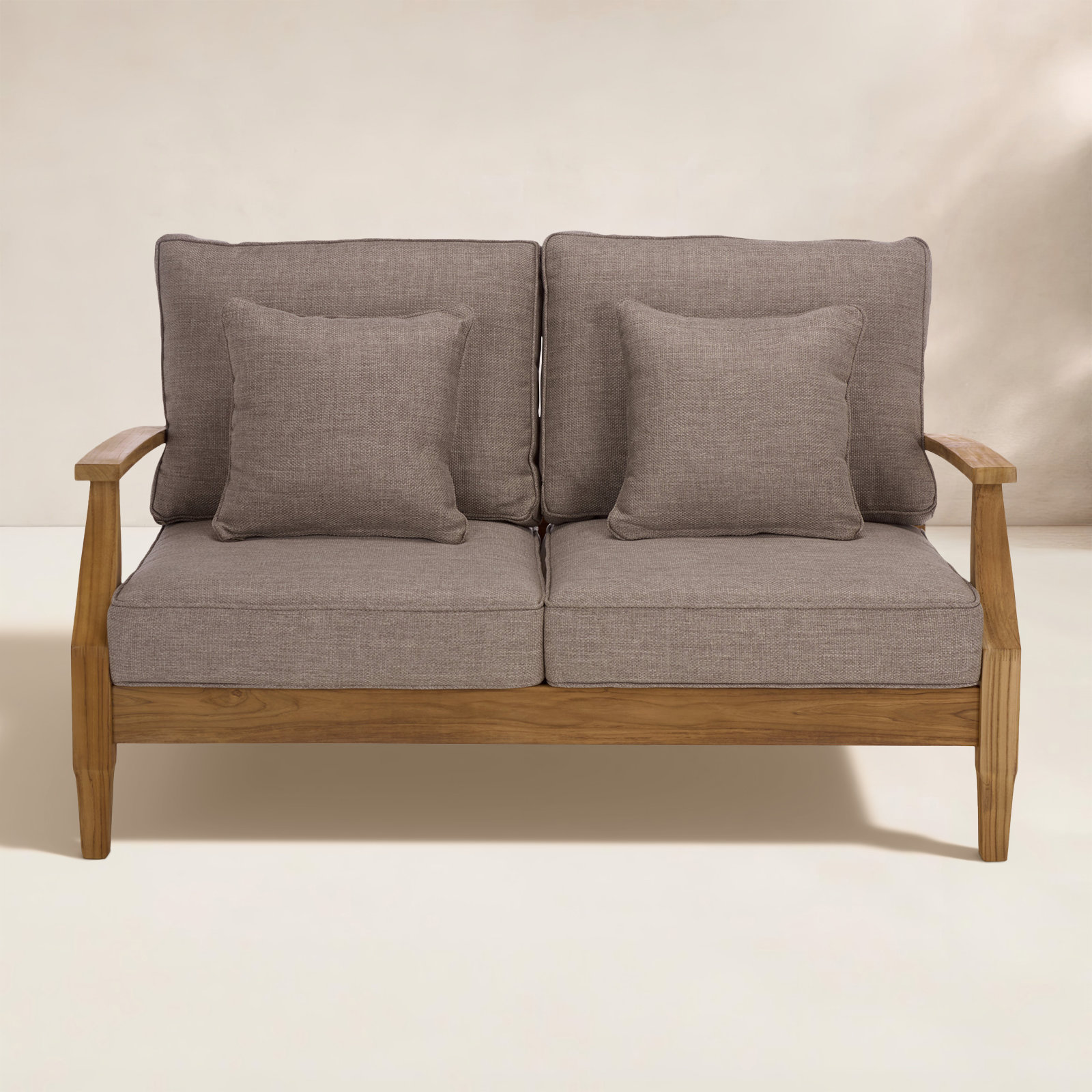 Clairmont Teakwood Patio Loveseat, Taupe