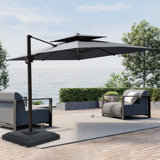 Sil 132'' x 108'' Rectangular Cantilever Umbrella with Crank Lift , Counter Weights Included