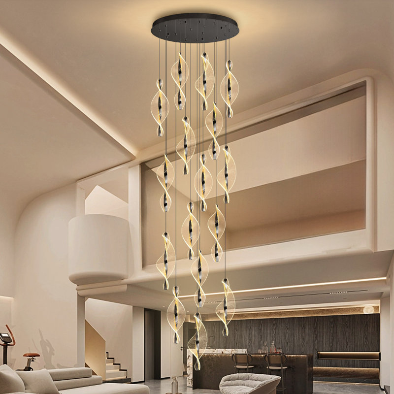 Lustre moderne moderne en acrylique noir, Matte Black