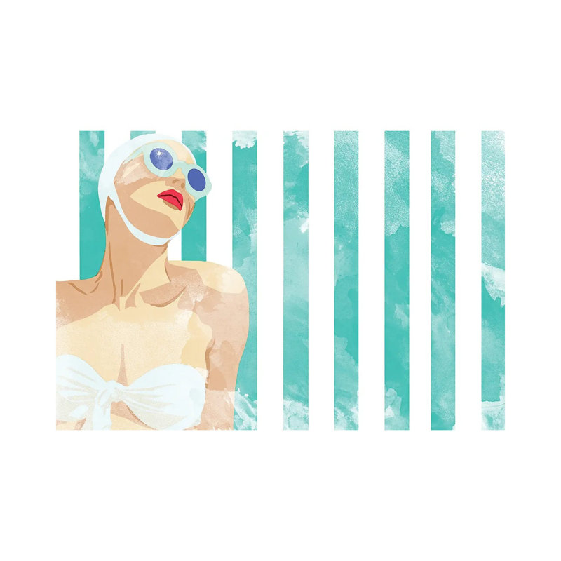 «Bathing Beauty on Teal Serviette» par Jen Bucheli - impression sur toile tendue, H 40 po x l 60 po x 1,5 po
