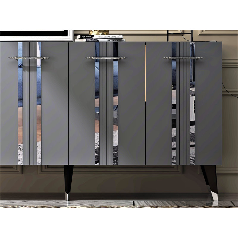 Olivia 80cm Sideboard, Anthracite/Silver